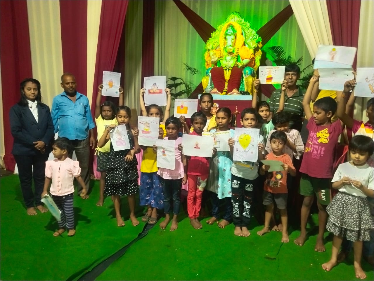 Various competitions organised by Kuber Kuber (On the occasion of Ganesh utsav) drawing competition